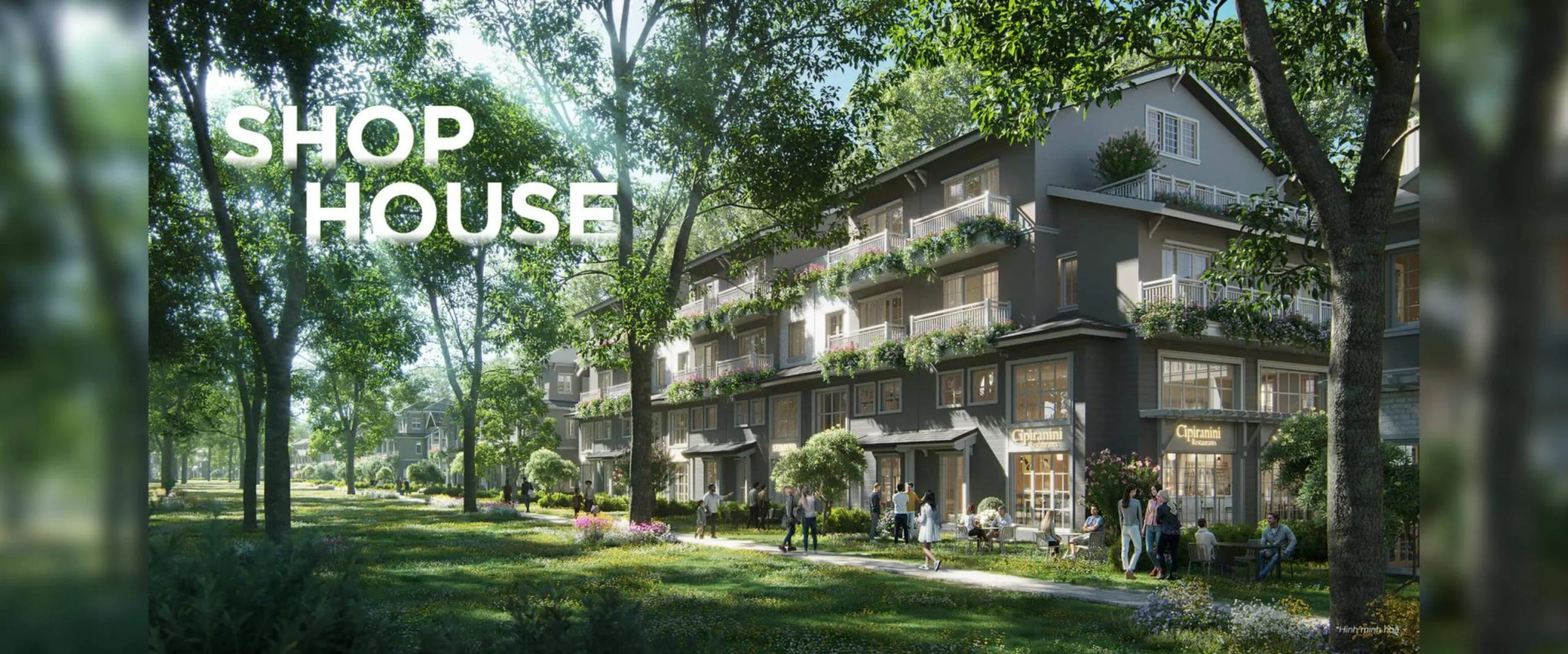 phối cảnh shop house mặt tiền 7,5m