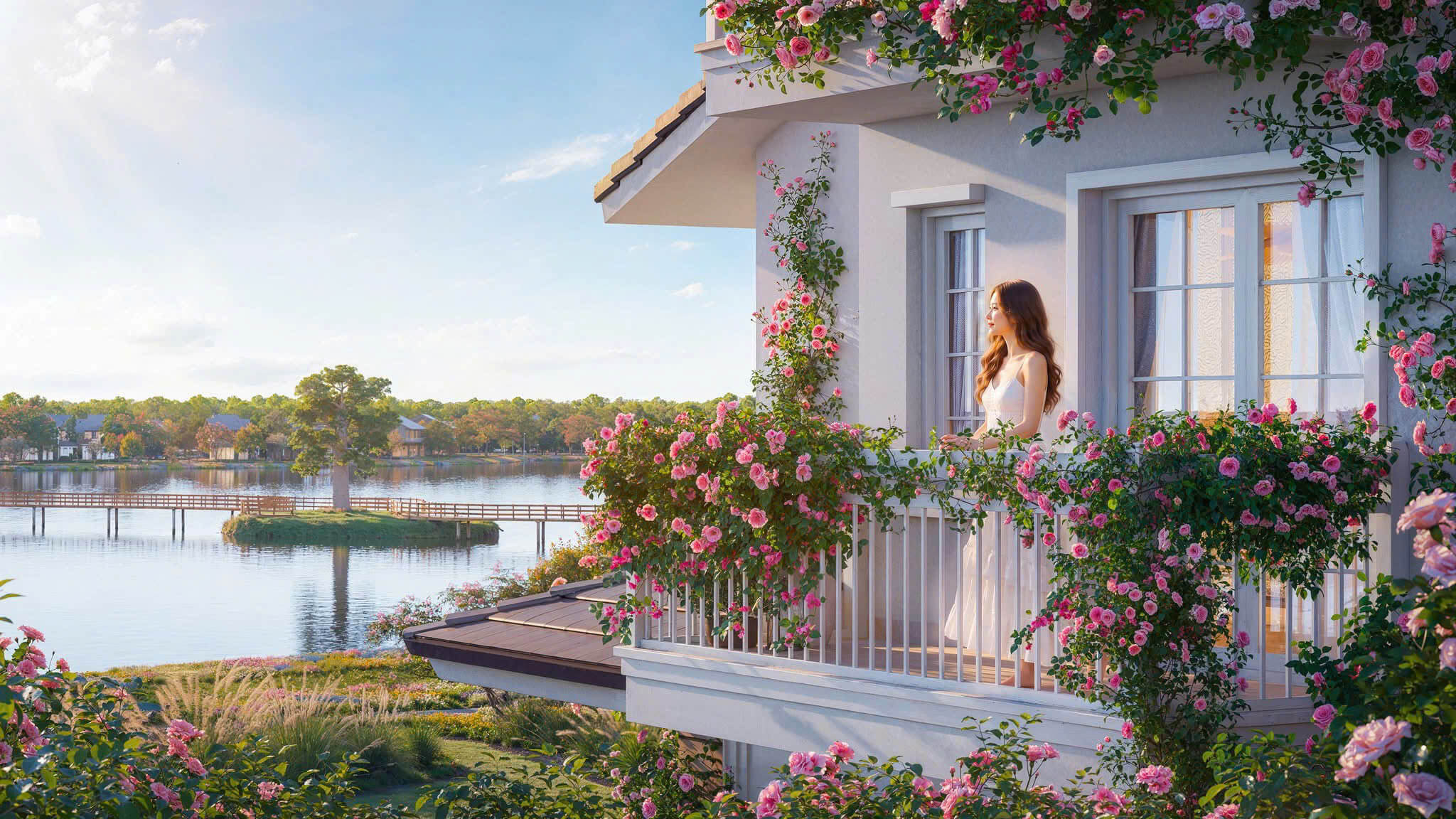 Rừng Hồng Eco Retreat 4 Hướng nhìn ban công ra hồ Thiên Nga